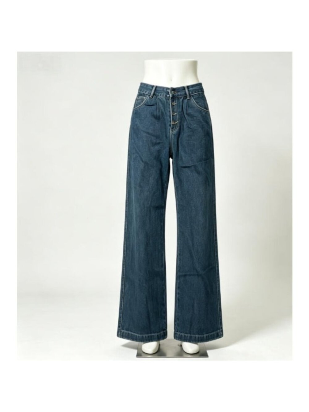 High Waist Button Fly Wide‑Leg Denim Jeans Vintage Loose Casual